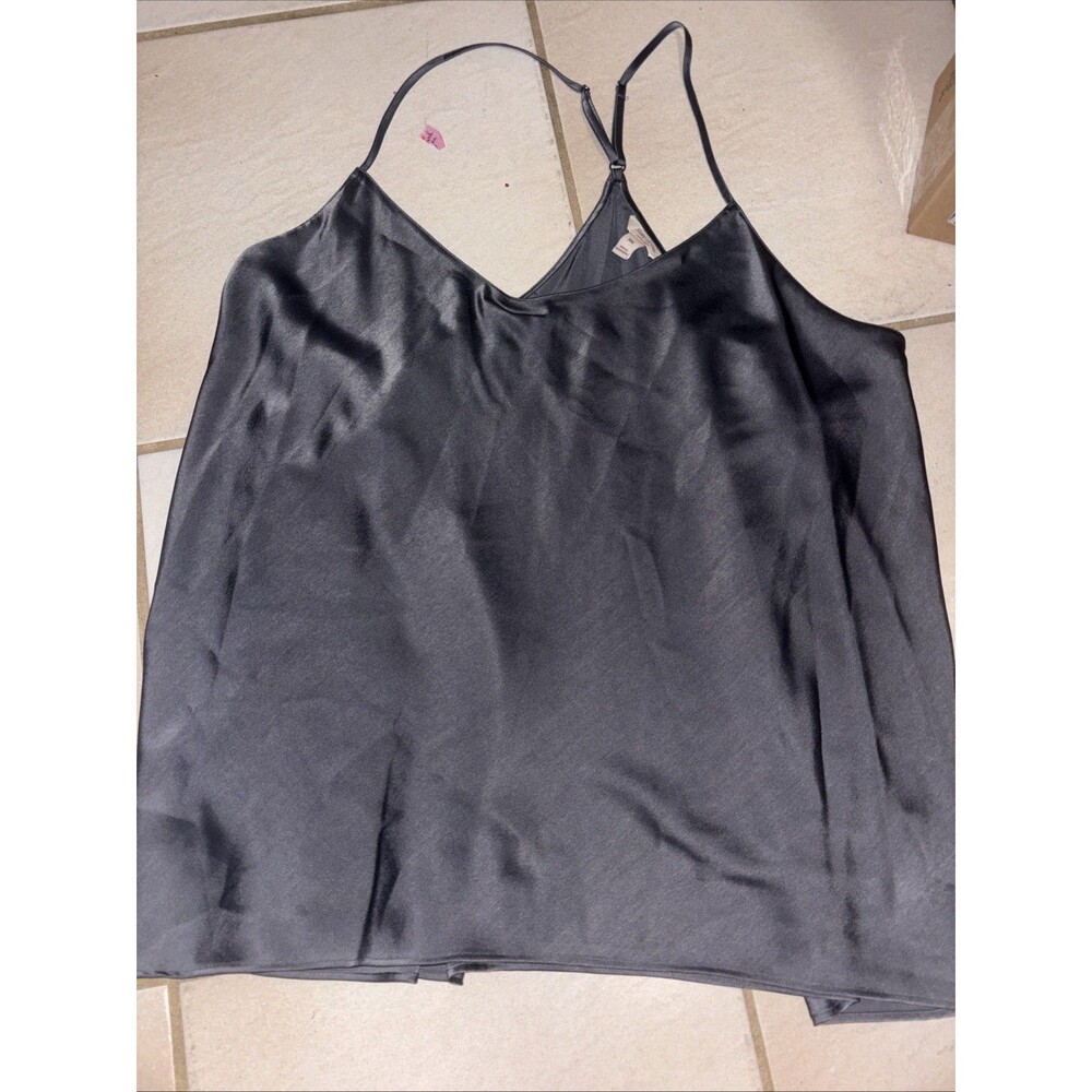 State of Day Crepe de Chine Camisole Women's XXL Ebony Gray Solid Pullover